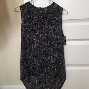 Mossimo Black white print sleeveless blouse NWT XS